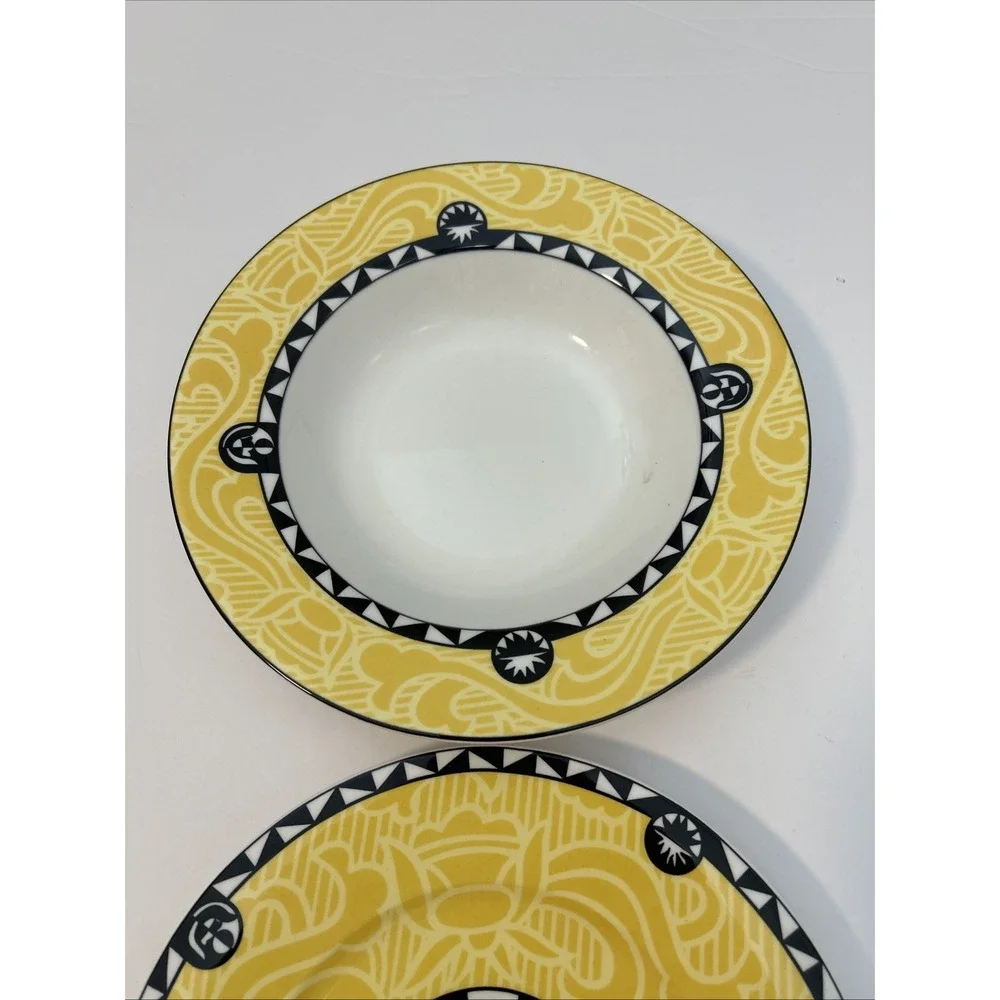 Mayfair Sasaki‎ by Carin Columbo Rimmed Soup Bowl And Saucier Yellow SKU 1493